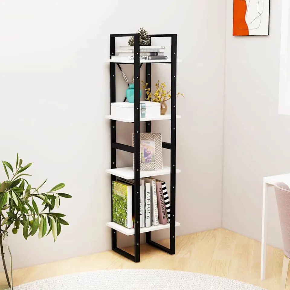 vidaXL Boekenkast met 4 schappen 40x30x140 cm massief grenenhout wit, foto 3