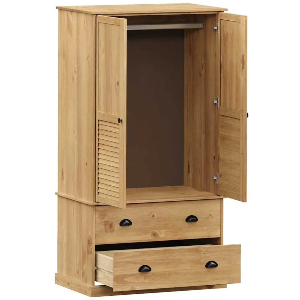vidaXL Kledingkast VIGO 90x55x170 cm massief grenenhout bruin, foto 4