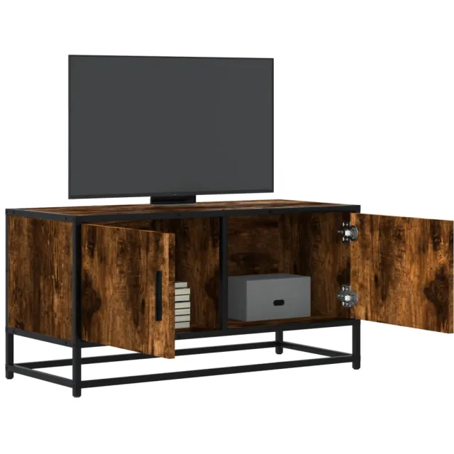 vidaXL Tv-meubel 80x34,5x40cm bewerkt hout metaal gerookt eikenkleurig, foto 2