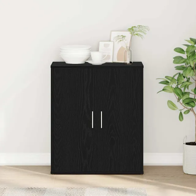 vidaXL Dressoir Zwart Eiken 60x31x70 cm Engineered Wood, foto 2