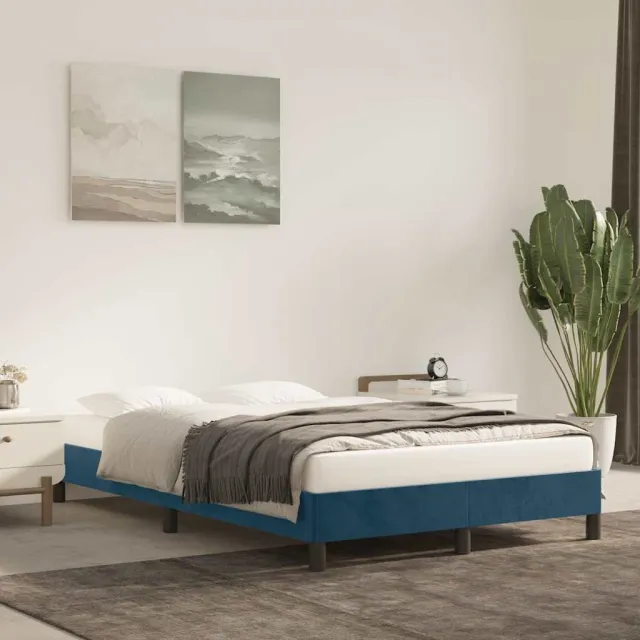 vidaXL Bedframe zonder matras 120x190 cm fluweel donkerblauw