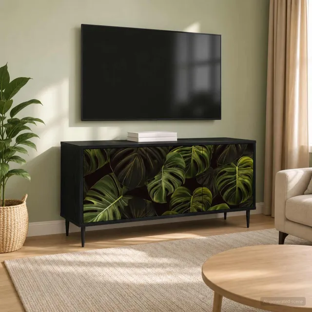 vidaXL Tv-meubel ELBURG 102 x 33 x 51 cm Zwart eiken Bewerkt hout