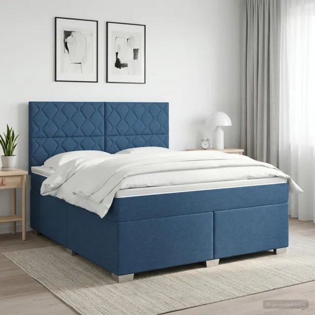 vidaXL Boxspringbed met matras met hoofdeinde Blauw 160 x 200 cm Stof