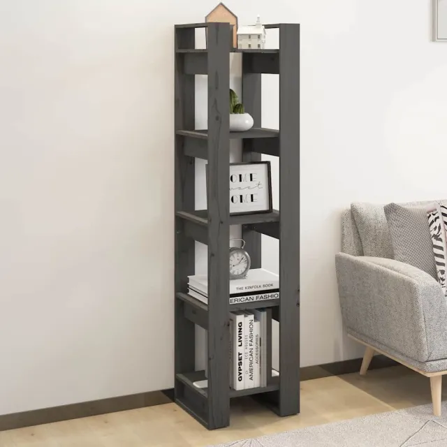 vidaXL Boekenkast/kamerscherm 41x35x160 cm massief grenenhout grijs, foto 2