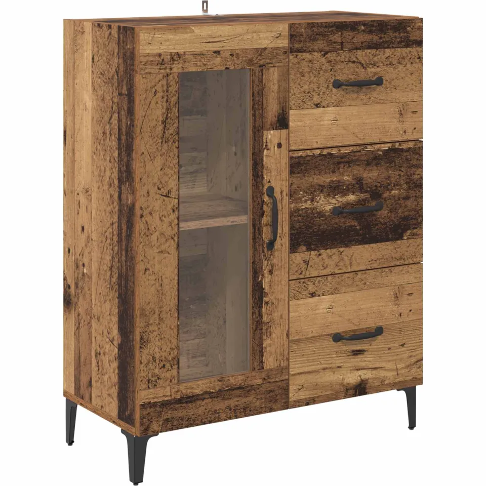 vidaXL Dressoir Oud Hout 69,5 x 34 x 90 cm Gemonteerd hout en ijzer bruin, foto 3