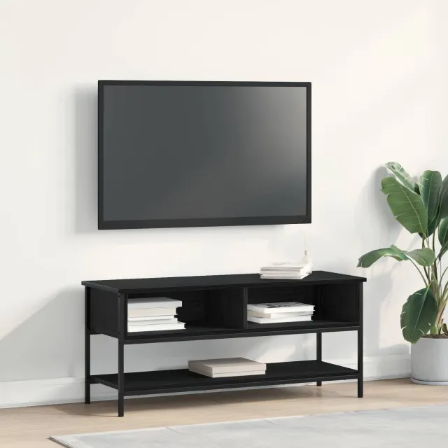 vidaXL Tv-meubelset 100 x 35 x 45 cm Zwart Eiken Bewerkt hout
