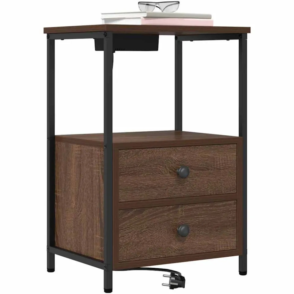 vidaXL Nachtkastje Bruin Eiken 40 x 31 x 60 cm Bewerkt hout