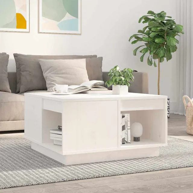 vidaXL Salontafel 60x61x32,5 cm massief grenenhout wit, foto 2
