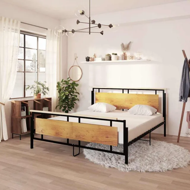 vidaXL Bedframe metaal 180x200 cm zwart
