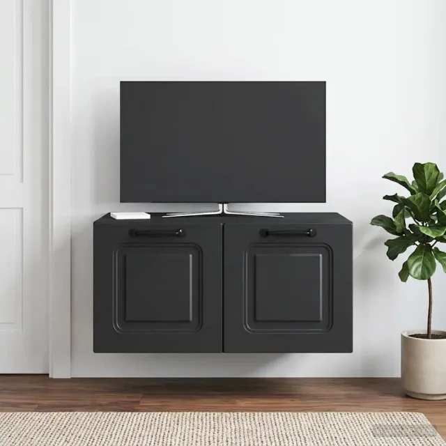 vidaXL Wandbeugel TV-kast Zwart 59,5 x 41 x 30 cm Bewerkt hout, foto 2