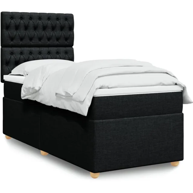 vidaXL Boxspring met matras stof zwart 80x200 cm
