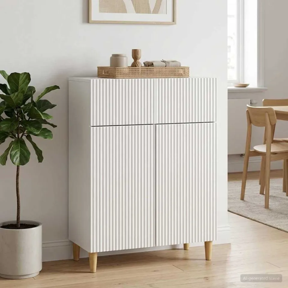 vidaXL Dressoir met lade Hoogglans Wit 66 x 34,5 x 90 cm Bewerkt hout, foto 4