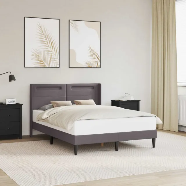 vidaXL Bedframe met LED-stripverlichting Grijs 120 x 200 cm Kunstleer