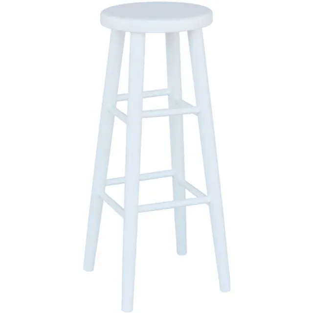Metdrew Houten Bar Kruk 80cm Wit - Massief Beuken