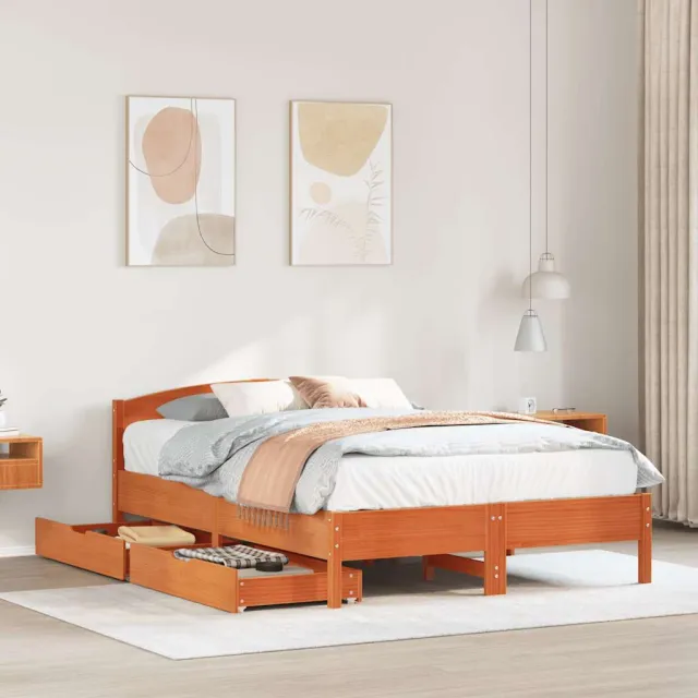 vidaXL Bedframe zonder matras massief grenenhout wasbruin 120x200 cm