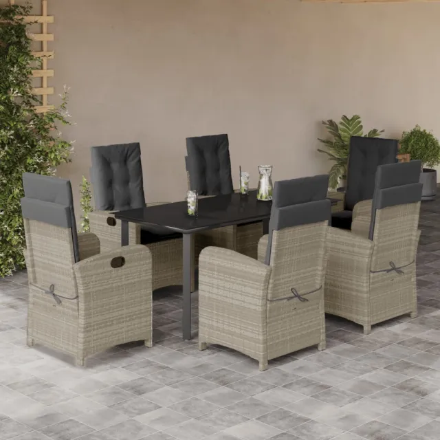 vidaXL 7-delige Tuinset met kussens poly rattan grijs, foto 2