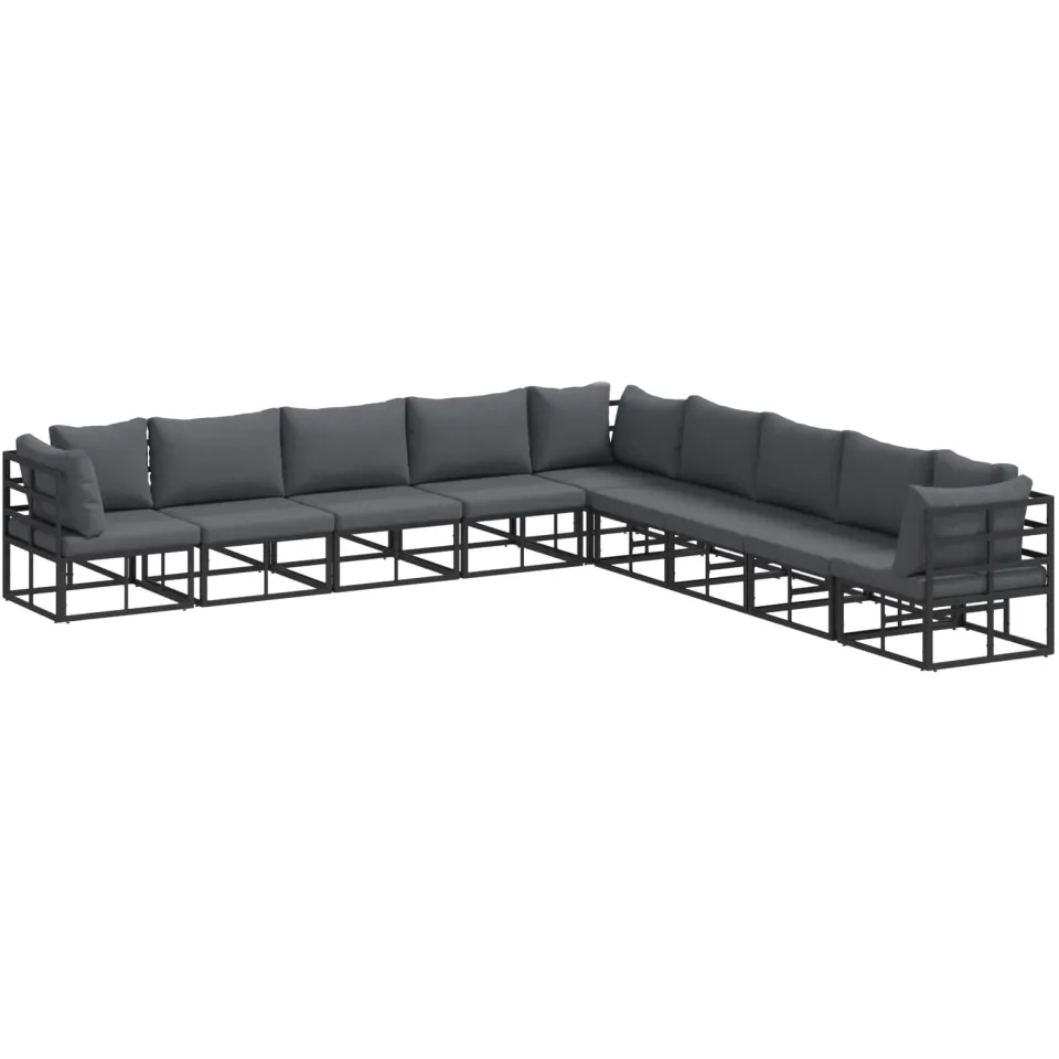 vidaXL Tuinbankenset 9 st Zwart Aluminium