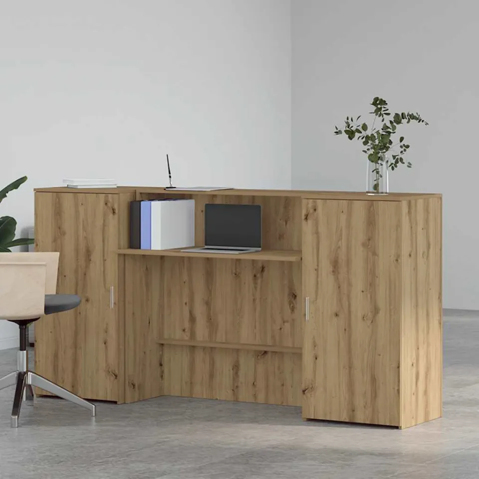 vidaXL Receptiebalie 200x50x103,5cm bewerkt hout artisanaal eikenkleur, foto 2
