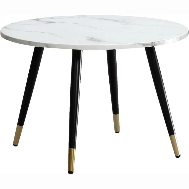 Ervesto salontafel 60x60x41 cm met marmerlook wit modern, design woonkamertafel met metalen frame, salontafel ronde tafel, bijzettafel woonkamer