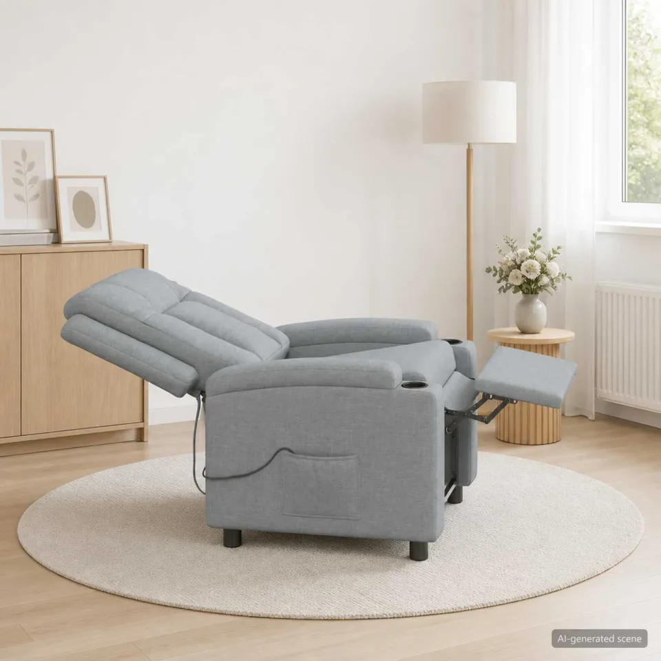 vidaXL Massage-relaxstoel Lichtgrijs 75 x 95 x 100 cm Stof, foto 4