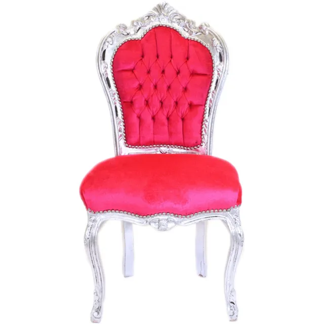 Megabarok Barok Eetkamerstoel Zilver-Fuchsia