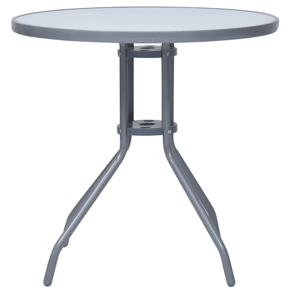vidaXL Tuintafel 80 cm staal en glas lichtgrijs grijs, foto 2