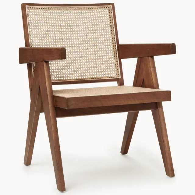 Westwing Collection Loungefauteuil Sissi met Weens vlechtwerk Beige
