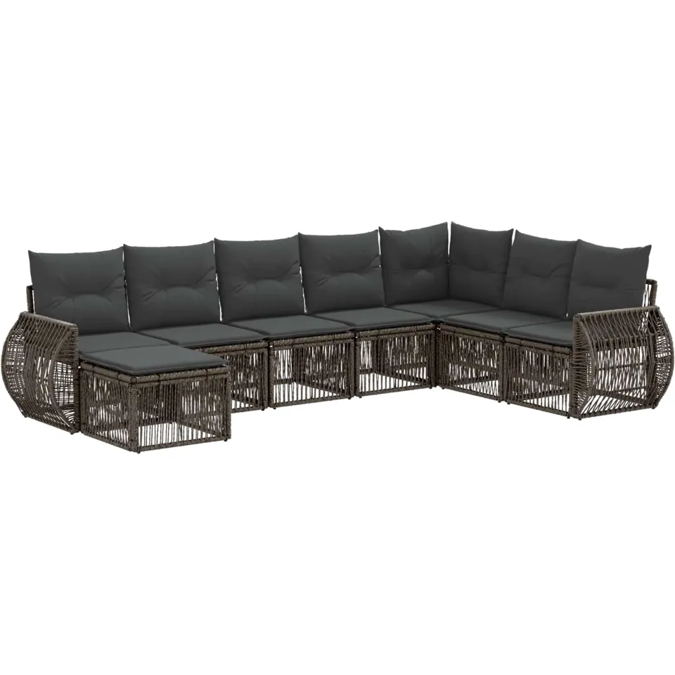 vidaXL Tuinbankenset 8 st 8-zits Grijs en Donkergrijs poly rattan, foto 3