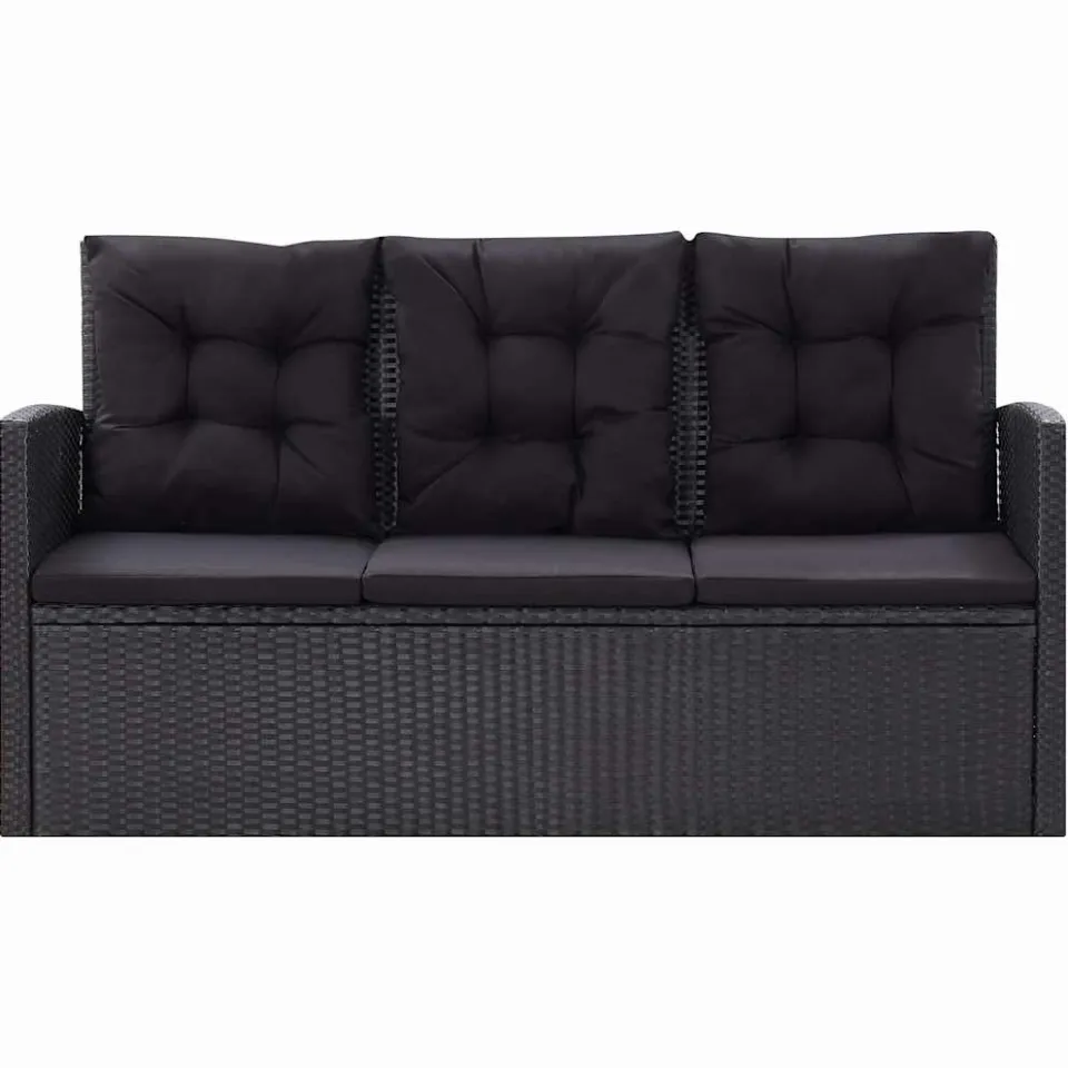 vidaXL 6-delige Loungeset met kussens poly rattan zwart, foto 3