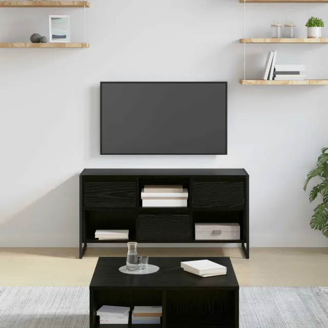 vidaXL TV-kast 100 x 36 x 49,5 cm Zwart Eiken Bewerkt hout, foto 2