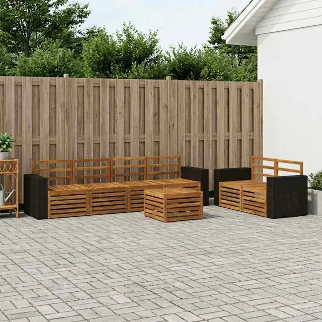 vidaXL Buiten bankenset 7 st 6-zits Naturel Massief Acaciahout