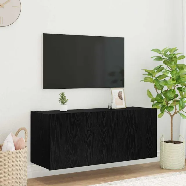 vidaXL TV Wandkast Zwart Eiken Bewerkt hout