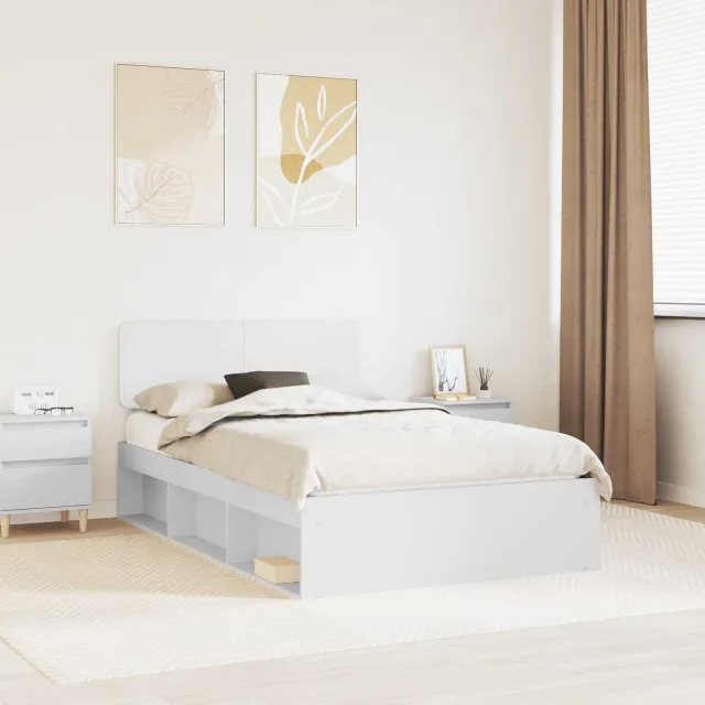 vidaXL Bedframe met hoofdeinde Wit 120 x 190 cm Massief grenenhout