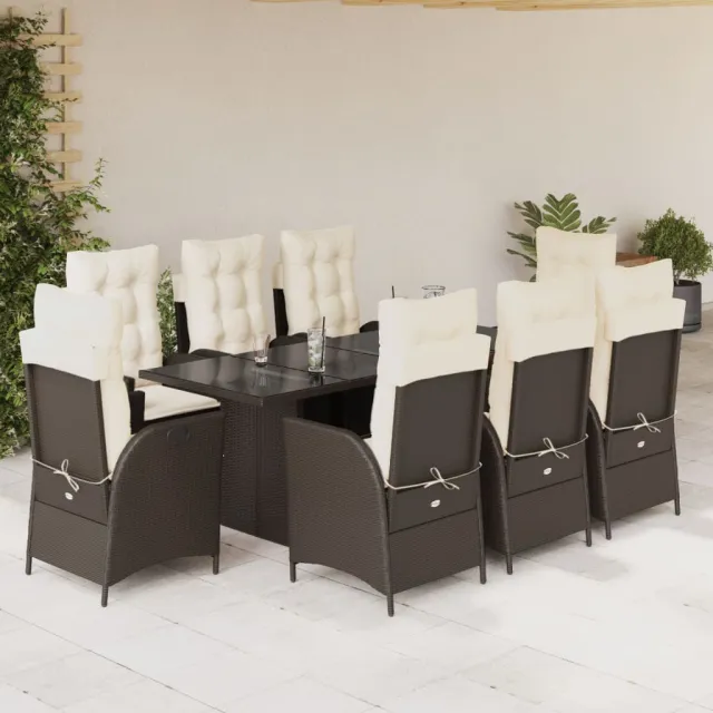 vidaXL 9-delige Tuinset met kussens poly rattan bruin, foto 2