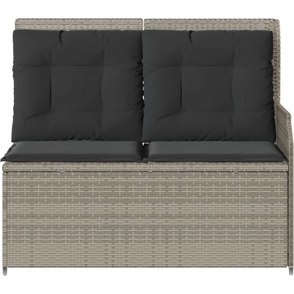 vidaXL Tuinbank 2-zits Lichtgrijs poly rattan, foto 3