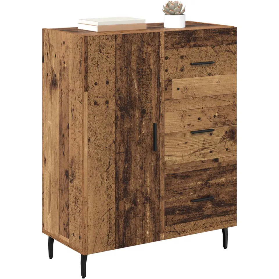 vidaXL Dressoir Oud Hout 69,5 x 34 x 90 cm Gemonteerd hout en ijzer Bruin