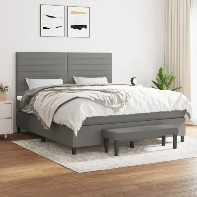 vidaXL Boxspring met matras stof donkergrijs 180x200 cm grijs