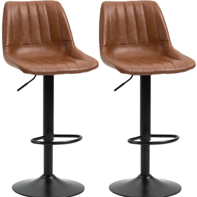ZYLARO Barkruk - Set Van 2 - Retro Design - Met Voetsteun - In Hoogte Verstelbaar - 43 x 49,5 x 111 cm bruin