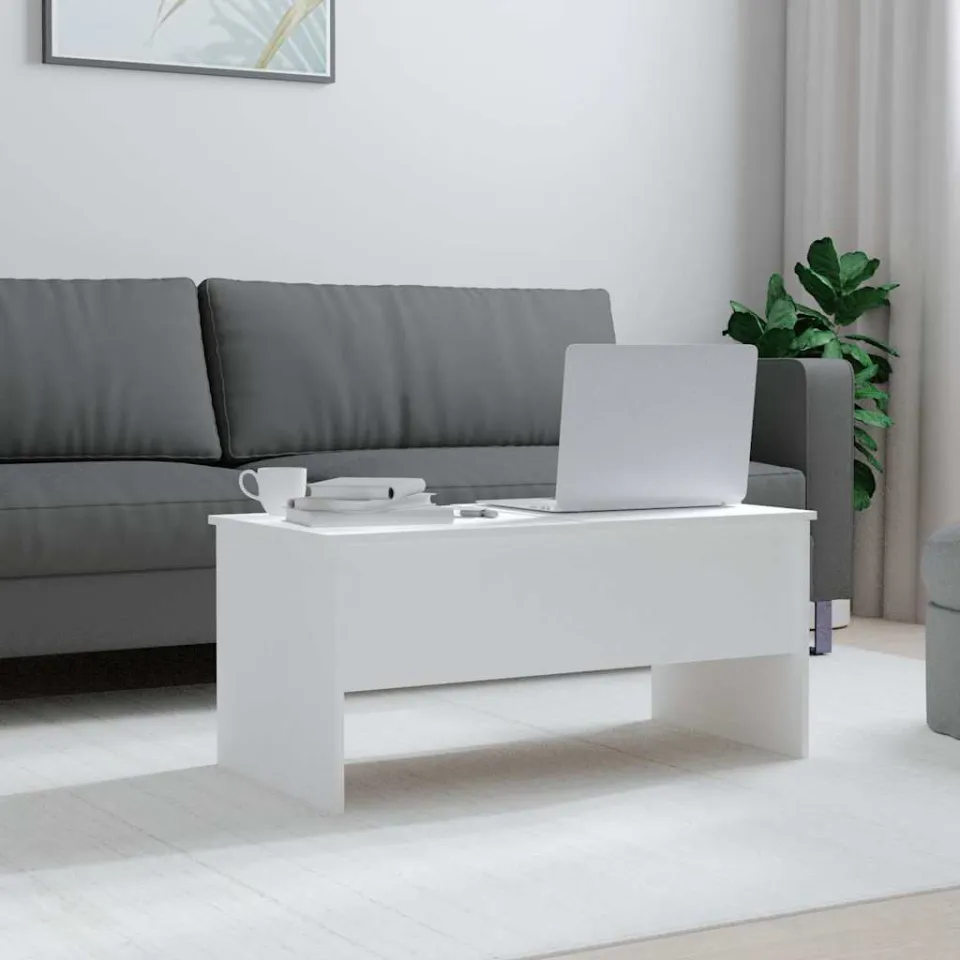 vidaXL Salontafel 102x50,5x46,5 cm bewerkt hout wit, foto 2