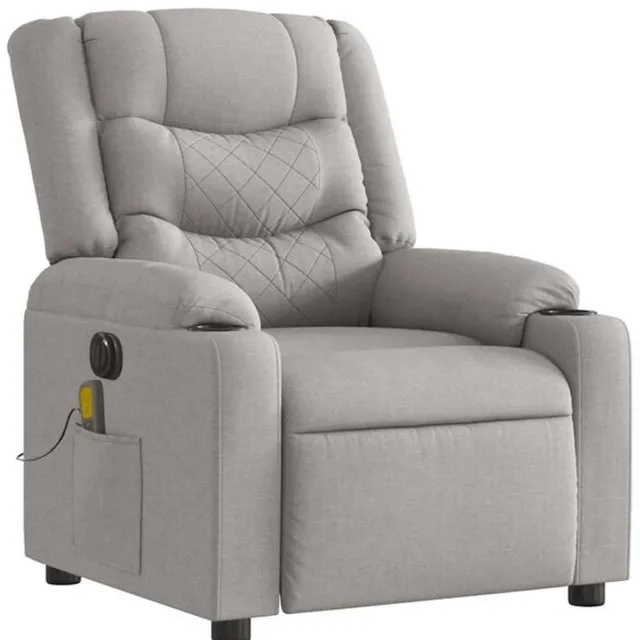 GranMaison Massagestoel - Relaxfauteuil - Zetel - Sta op stoel elektrisch - Stof - 1 persoons - Met armleuning - Zeer comfortabel - Elektrisch - Lichtgrijs Wolk grijs