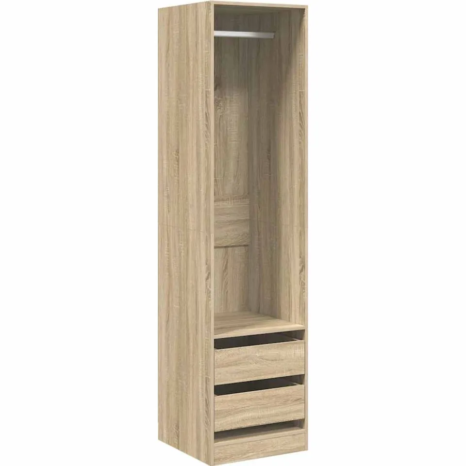 vidaXL Kledingkast met lades 50x50x200 cm bewerkt hout sonoma eiken Bruin