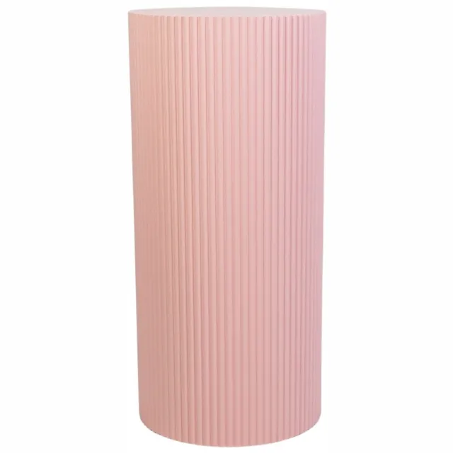 Housevitamin Bijzettafel Rond – Geribbelde Cilinder – MDF – Licht Roze – 30x65cm