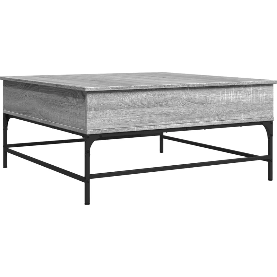 vidaXL Salontafel 95x95x45 cm bewerkt hout en metaal grijs sonoma