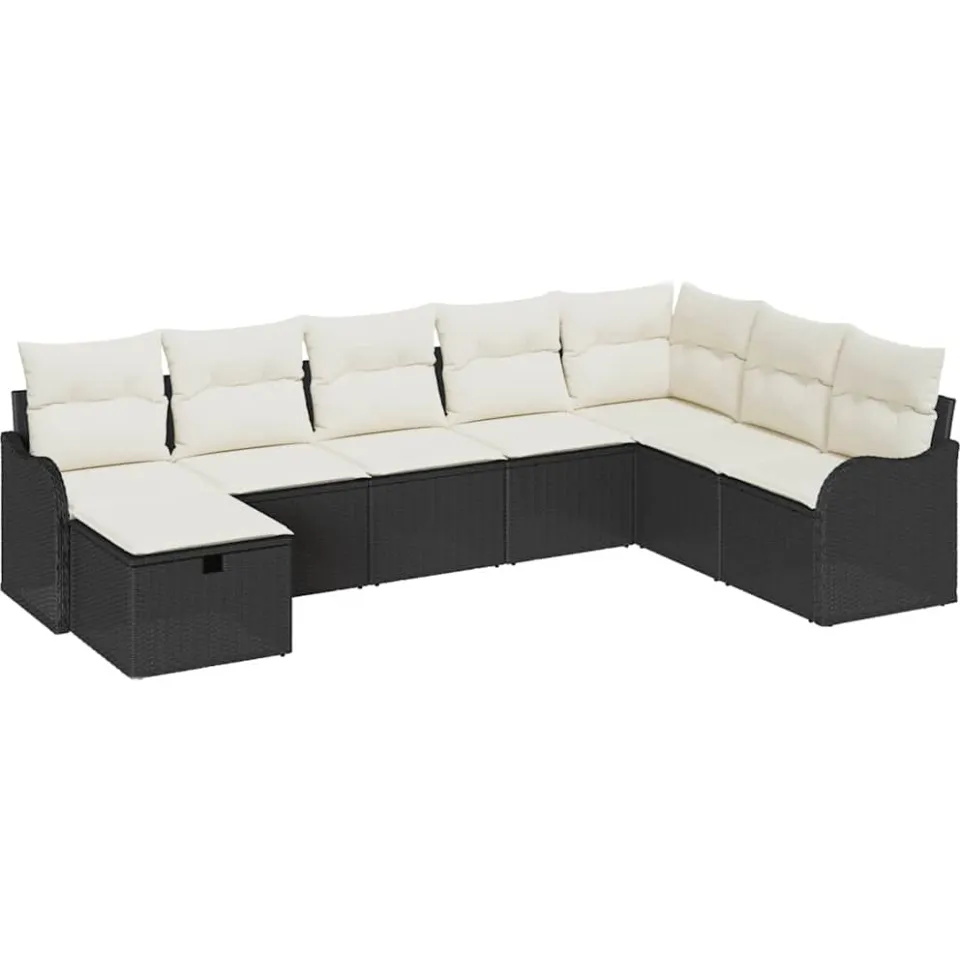 vidaXL Tuin Sofa Set 8 st Zwart poly rattan