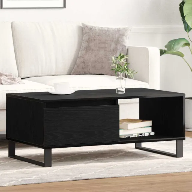 vidaXL Salontafel Zwart Eiken 90 x 50 x 36,5 cm Bewerkt hout, foto 2
