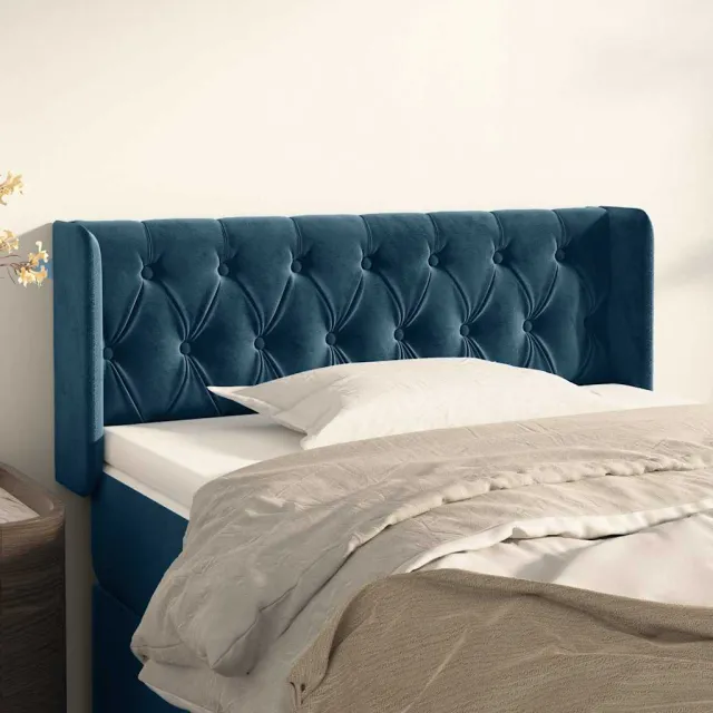 vidaXL Hoofdbord met randen 93x16x78/88 cm fluweel donkerblauw blauw
