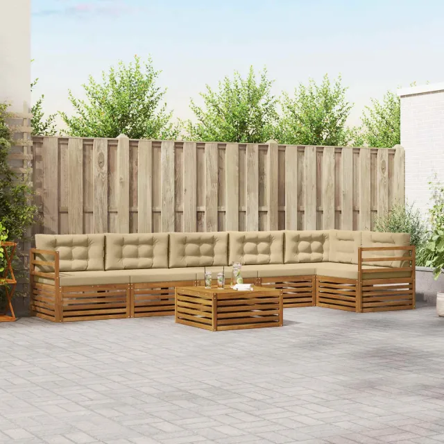 vidaXL Buiten bankenset 7 st 6-zits Natuurlijk en Beige