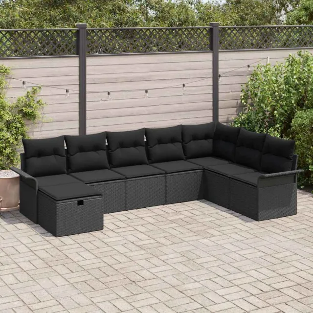 vidaXL Tuin Sofa Set 8 st Poly riet zwart, foto 2