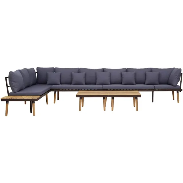vidaXL Loungeset 8-zits met kussens massief acaciahout Bruin