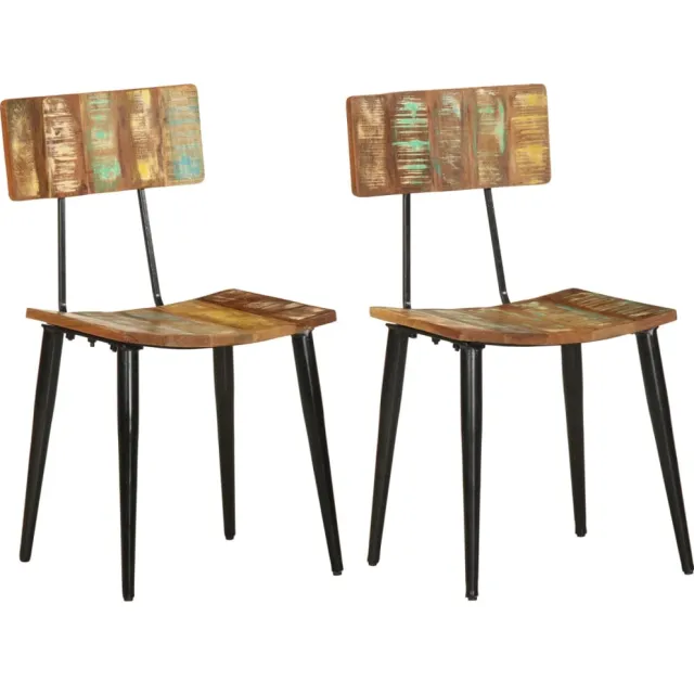 vidaXL Eetkamerstoelen 2 st massief gerecycled hout Meerkleurig